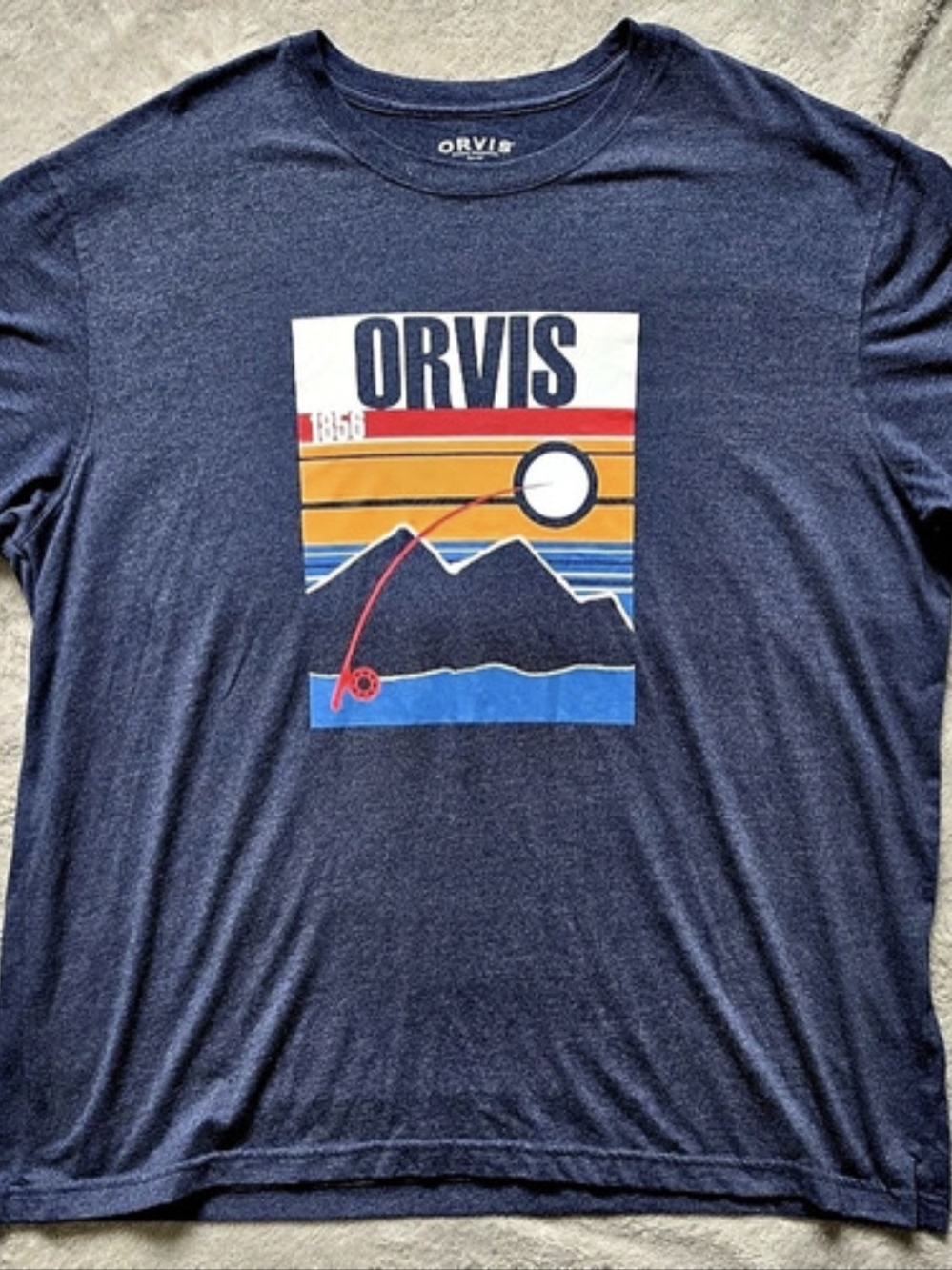 Orvis 1856 Fishing Graphic T-Shirt Graphic Short Sleeve T-Shirt in Blue Size 2XL